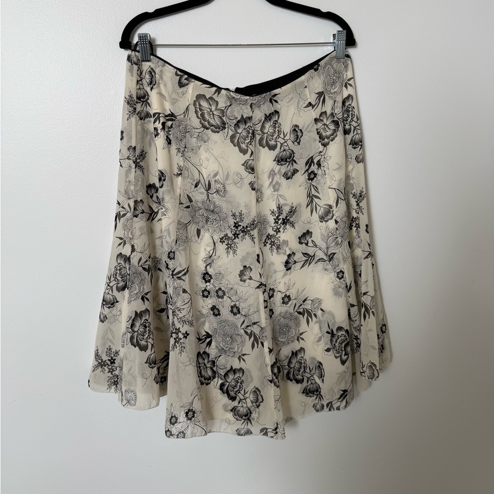 White House Black Market Cream Asymmetrical Midi Skirt